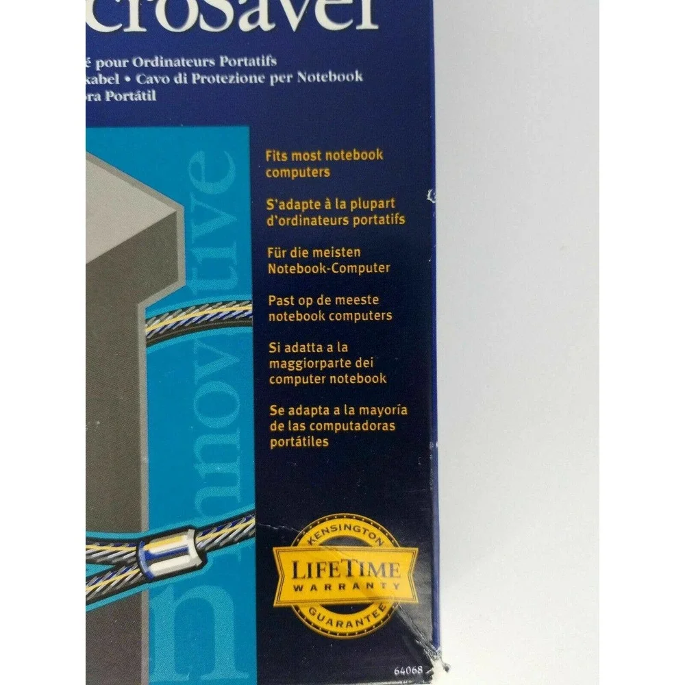 Kensington MicroSaver Notebook Lock Laptop Security Cable 64068C DP/N 095026